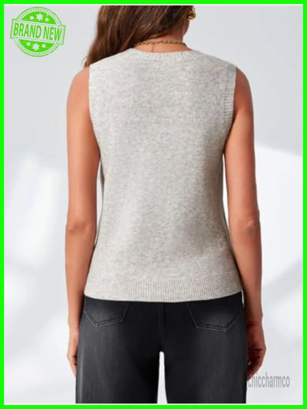 Sleeveless Sweater Vest V Neck Button Knit Cardigan with Pockets